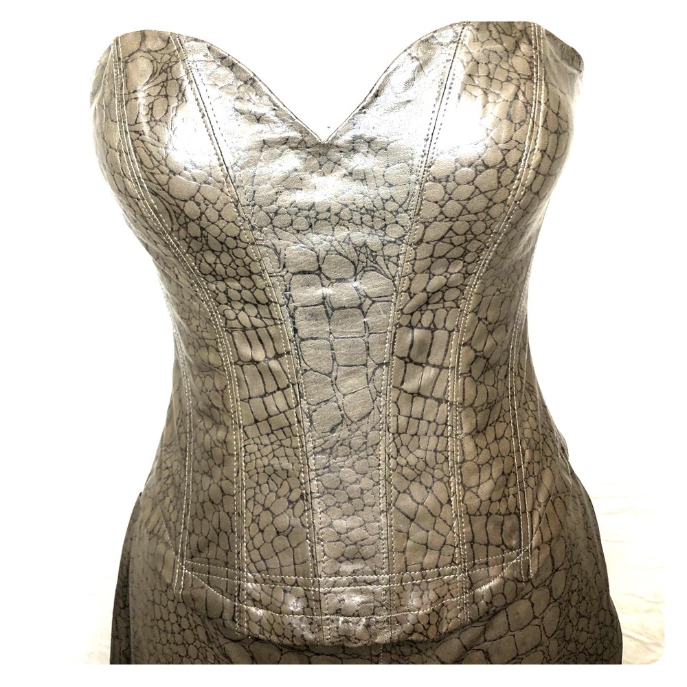 Bustier with pants brown custom print leather